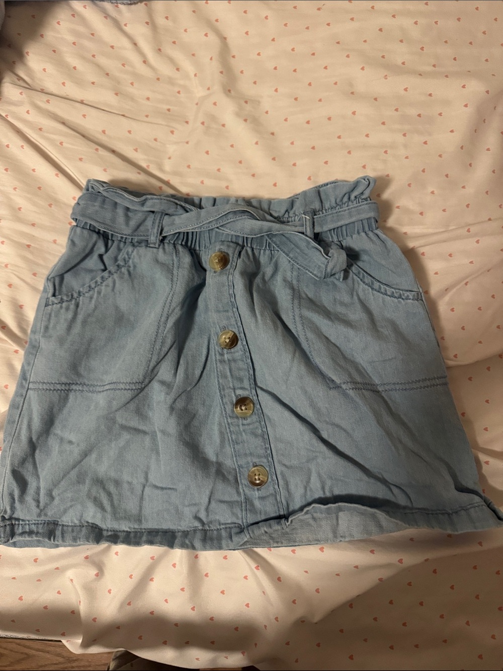 Light Blue Button-Front girls Denim Skirt